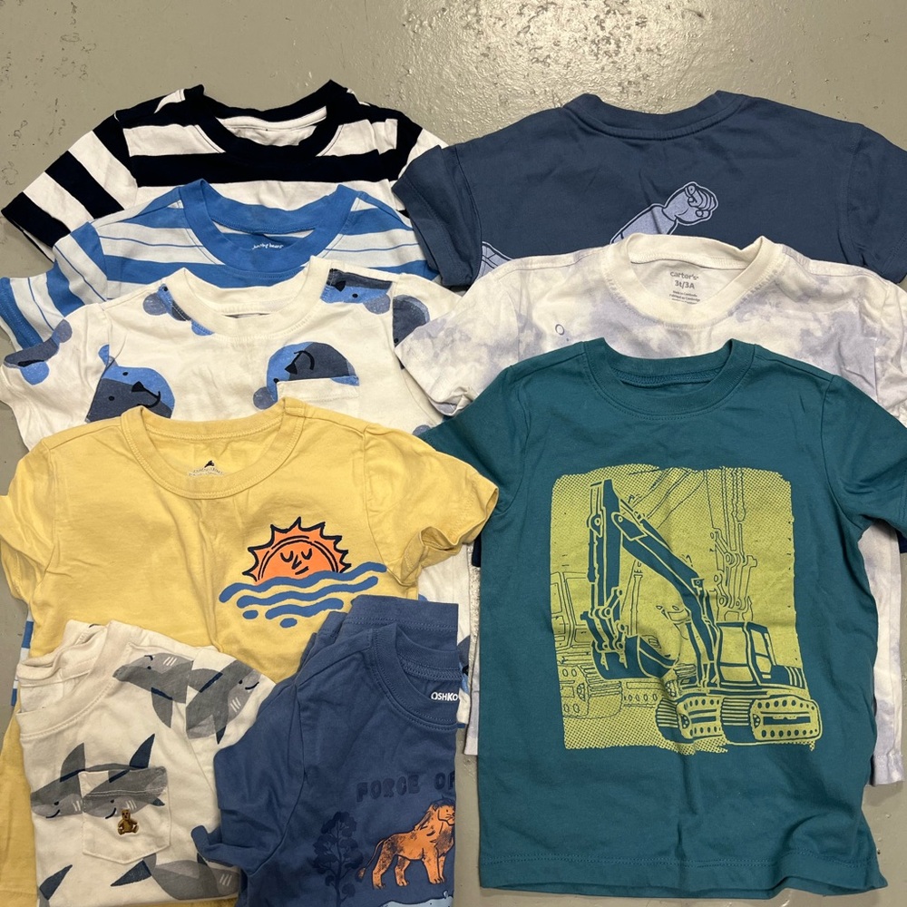 3T Short Sleeve Tees - Teal, Yellow, Navy, Blue, White, Black